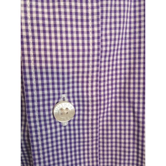 Southern Marsh Shirt Men Size 1 Purple Micro Check Wrinkle Free Button Down Logo - Picture 9 of 13